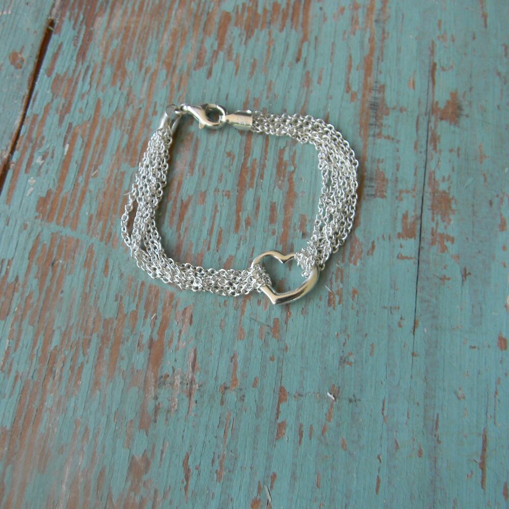 925 SILVER MADE IN ITALY HEART CHARM CHAIN BRACELET SMALL